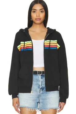 Women Aviator Nation Loungewear>5 Stripe Zip Hoodie