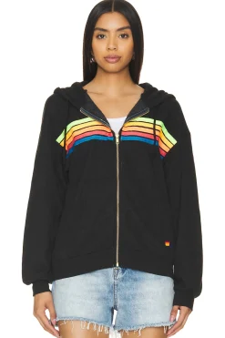 Women Aviator Nation Loungewear>5 Stripe Zip Hoodie