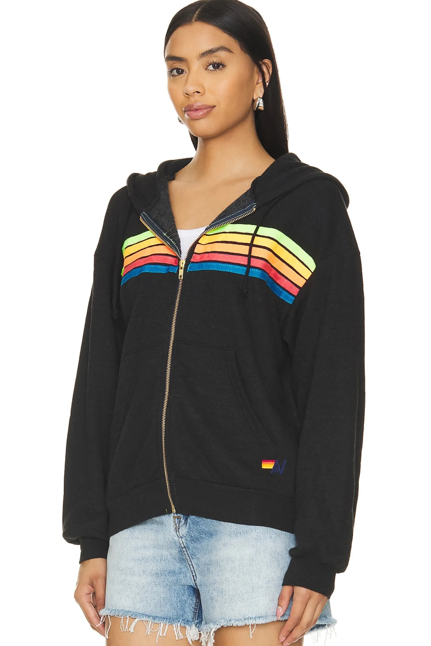 Women Aviator Nation Loungewear>5 Stripe Zip Hoodie