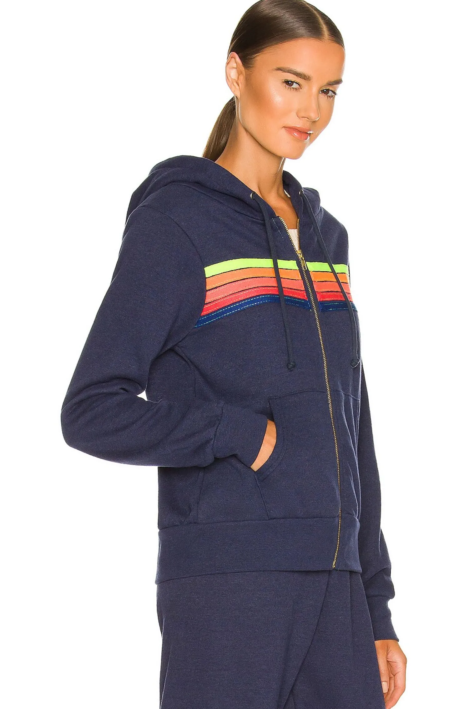Women Aviator Nation Loungewear>5 Stripe Zip Hoodie