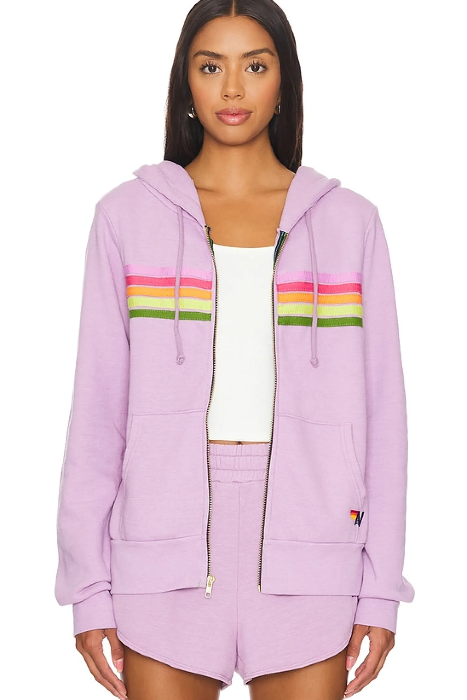 Women Aviator Nation Loungewear>5 Stripe Zip Hoodie