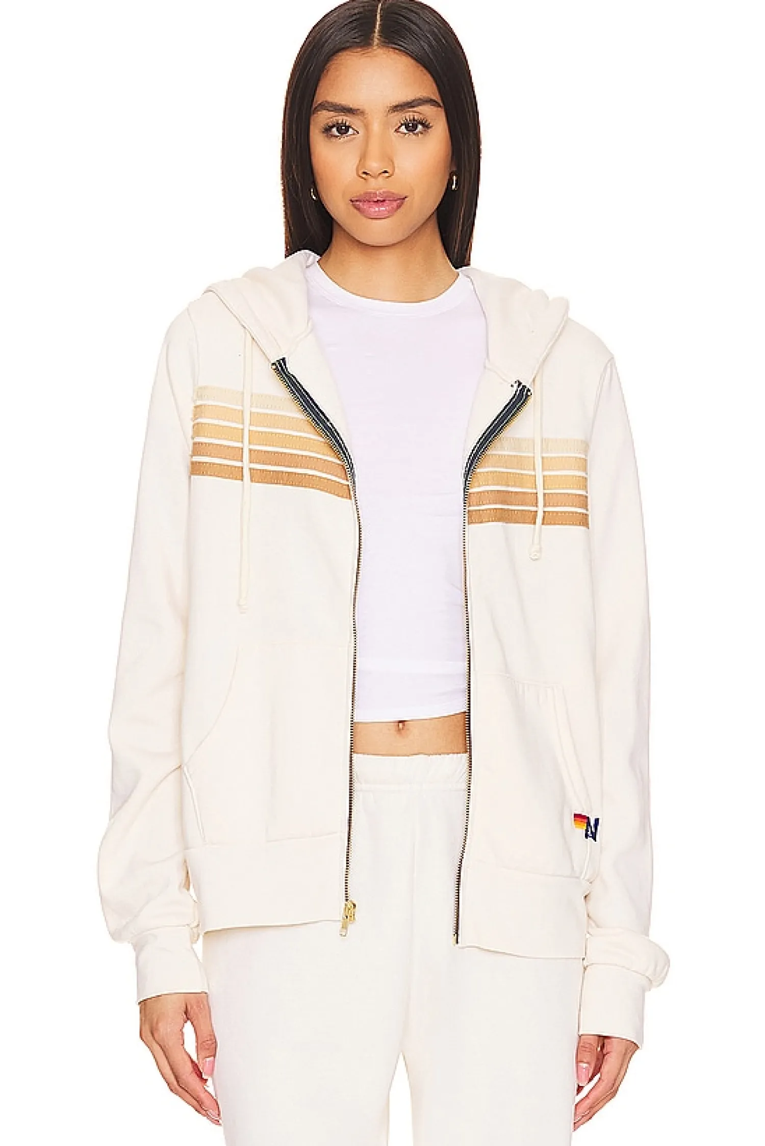 Women Aviator Nation Loungewear>5 Stripe Zip Hoodie