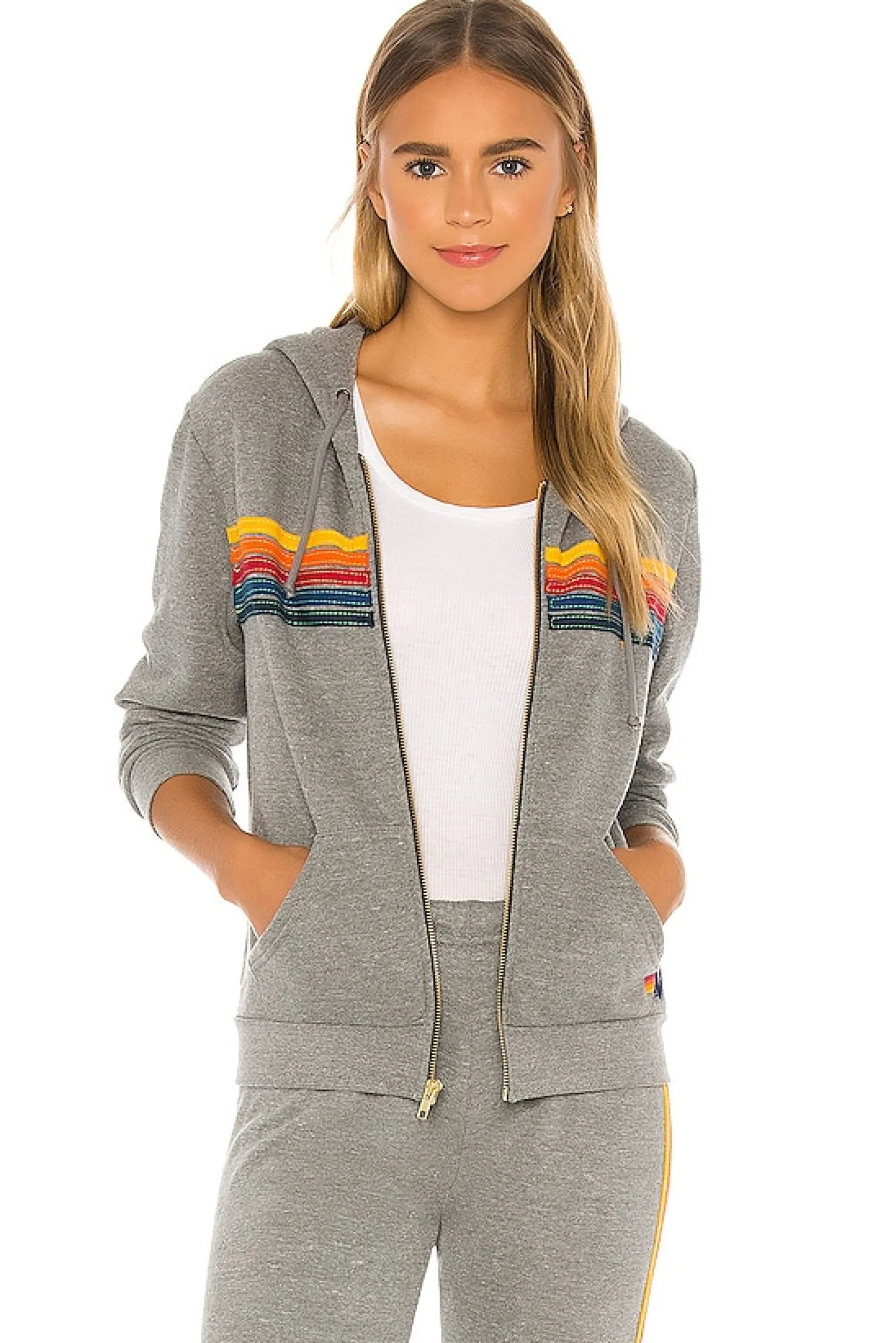 Women Aviator Nation Loungewear>5 Stripe Zip Hoodie
