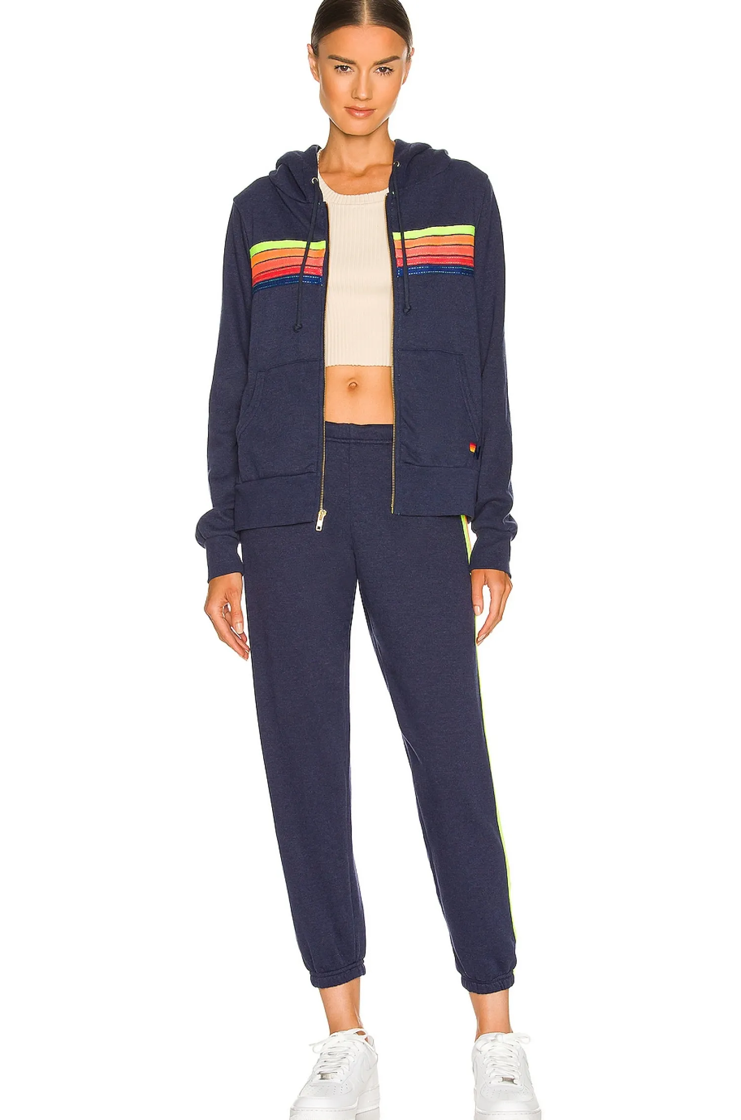 Women Aviator Nation Loungewear>5 Stripe Zip Hoodie