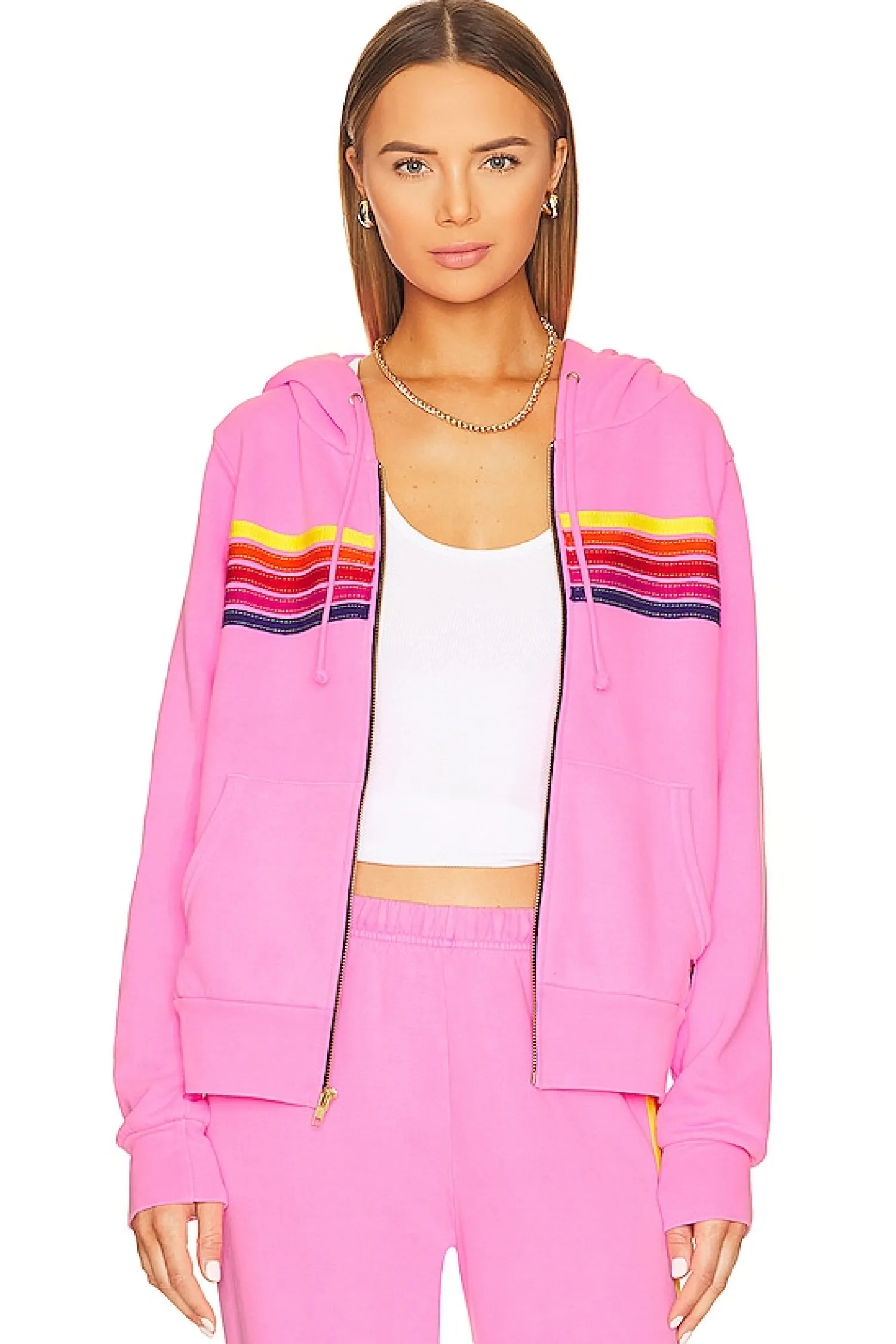 Women Aviator Nation Loungewear>5 Stripe Zip Hoodie
