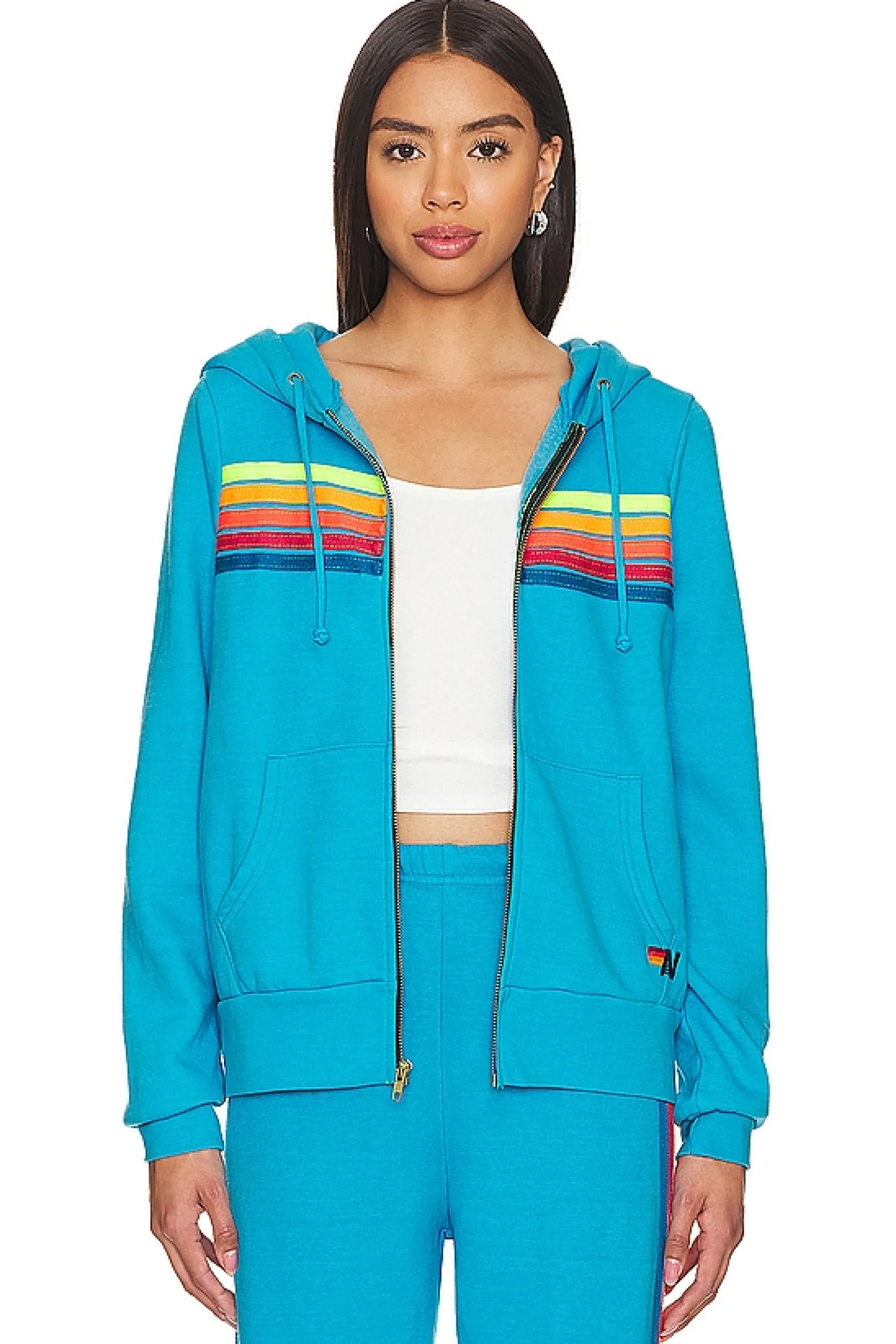 Women Aviator Nation Loungewear>5 Stripe Zip Hoodie