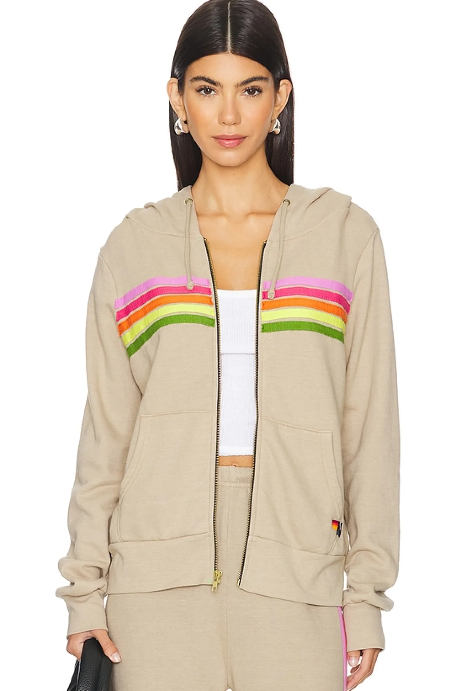 Women Aviator Nation Loungewear>5 Stripe Zip Hoodie