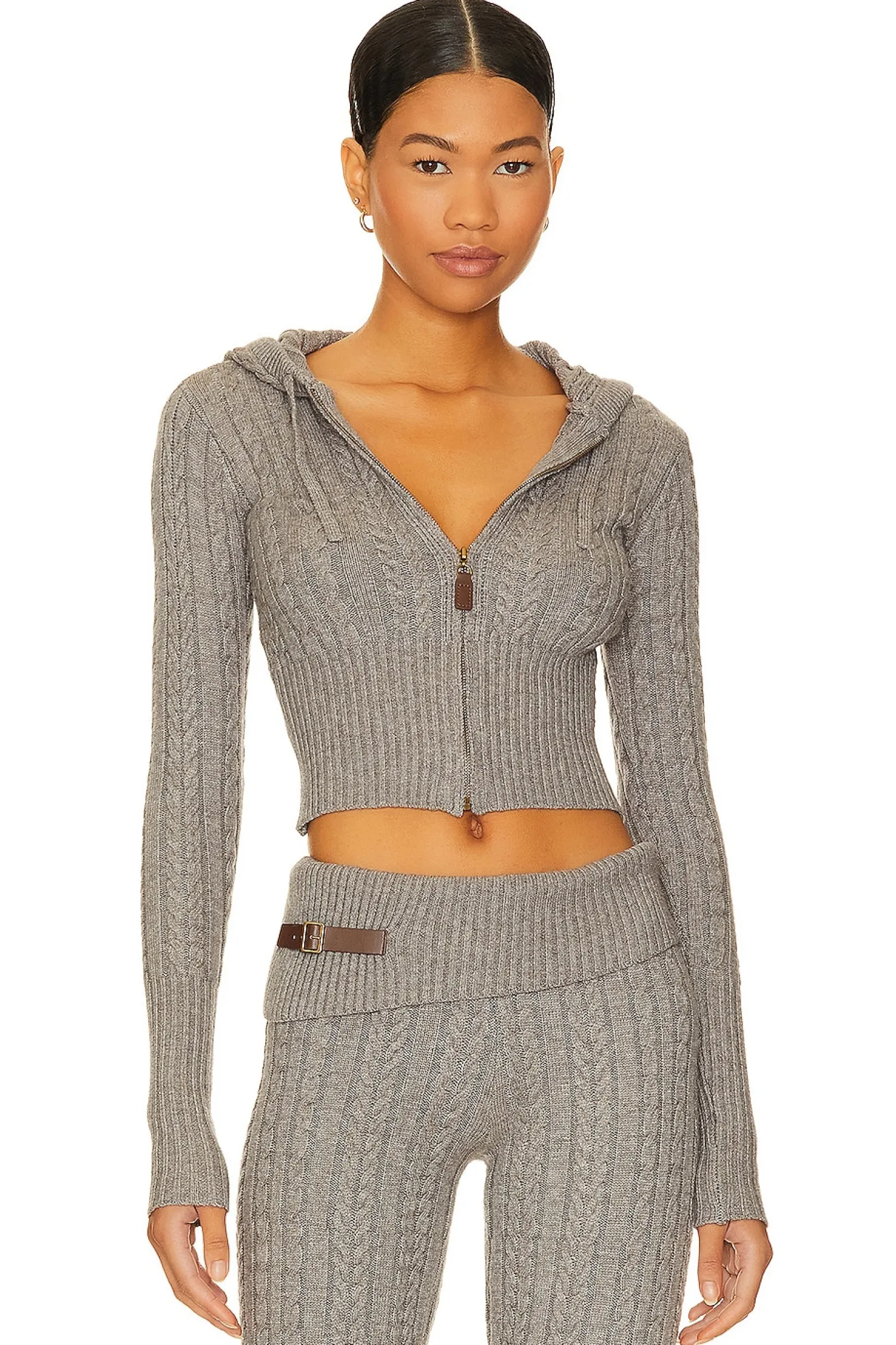 Women Frankies Bikinis Matching Sets|Loungewear>Aimee Cable Knit Hoodie
