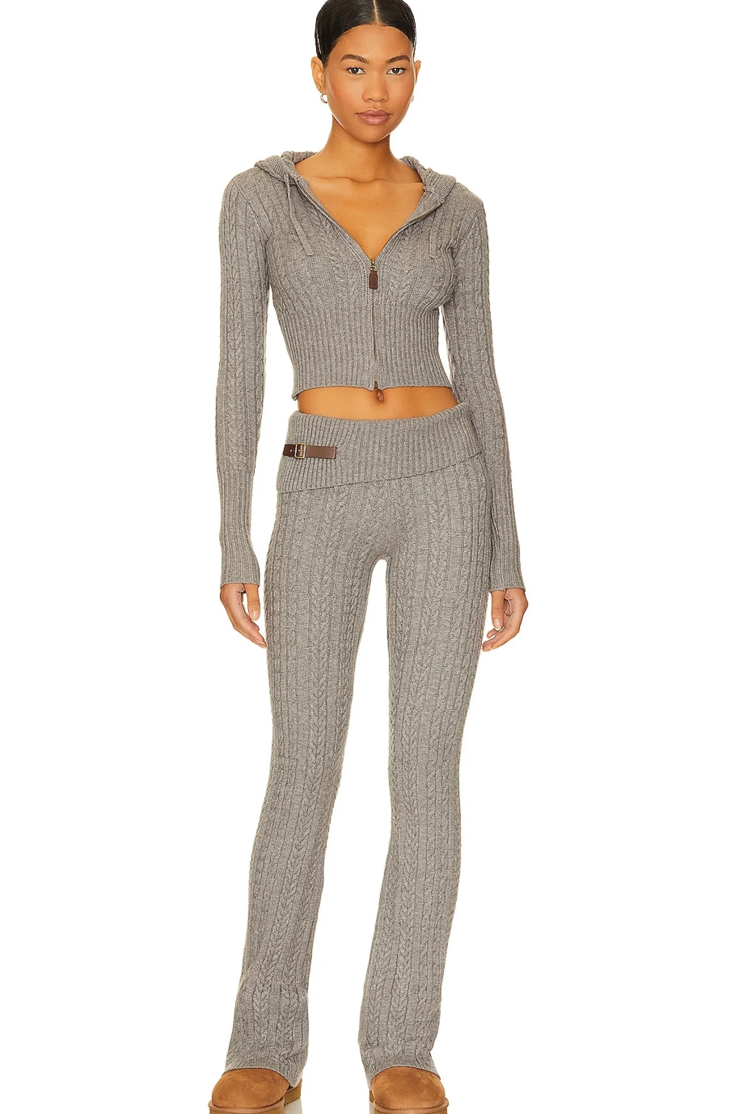 Women Frankies Bikinis Matching Sets|Loungewear>Aimee Cable Knit Hoodie