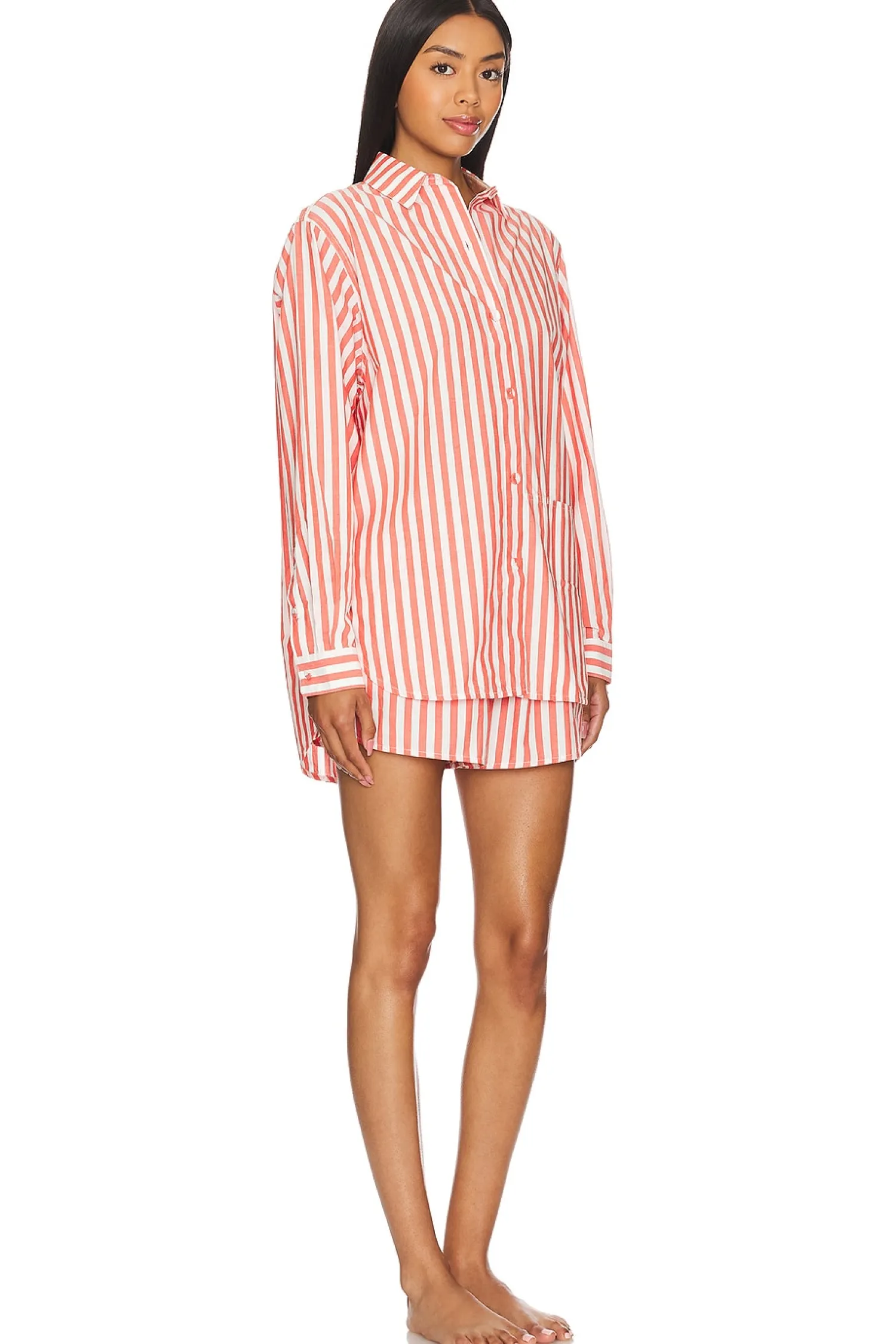 Women LUNYA Lingerie & Sleepwear>Airy Cotton Curved Hem Short Sleeve Set