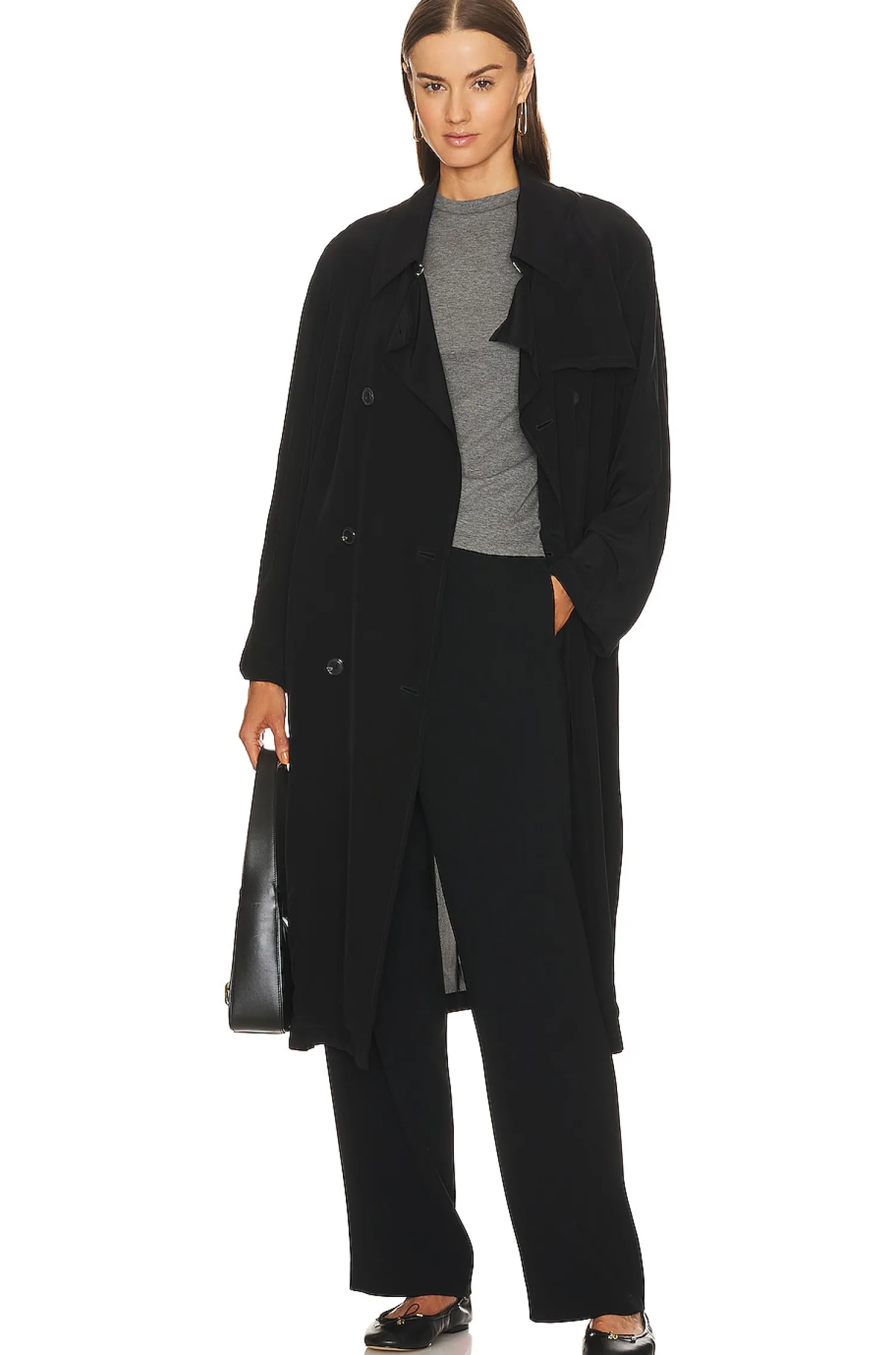 Women Theory Jackets & Coats>Airy Double Breasted Trench Coat