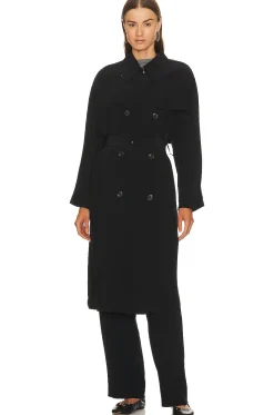 Women Theory Jackets & Coats>Airy Double Breasted Trench Coat