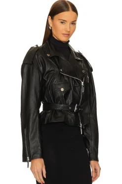 Women Camila Coelho Jackets & Coats>Ambrosia Leather Moto Jacket