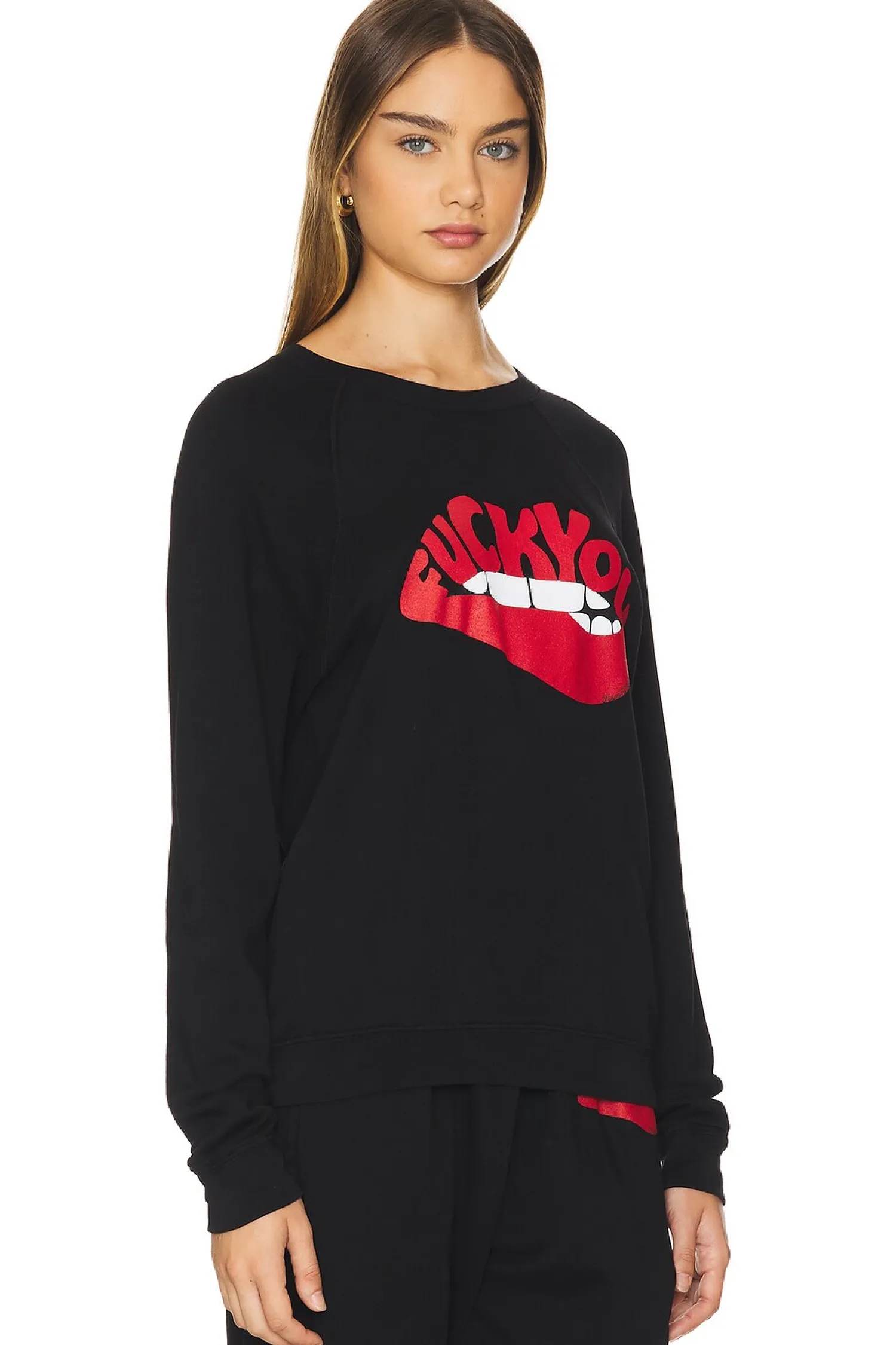 Women Lauren Moshi Loungewear>Anela Raglan F You Biting Lip Crew Neck