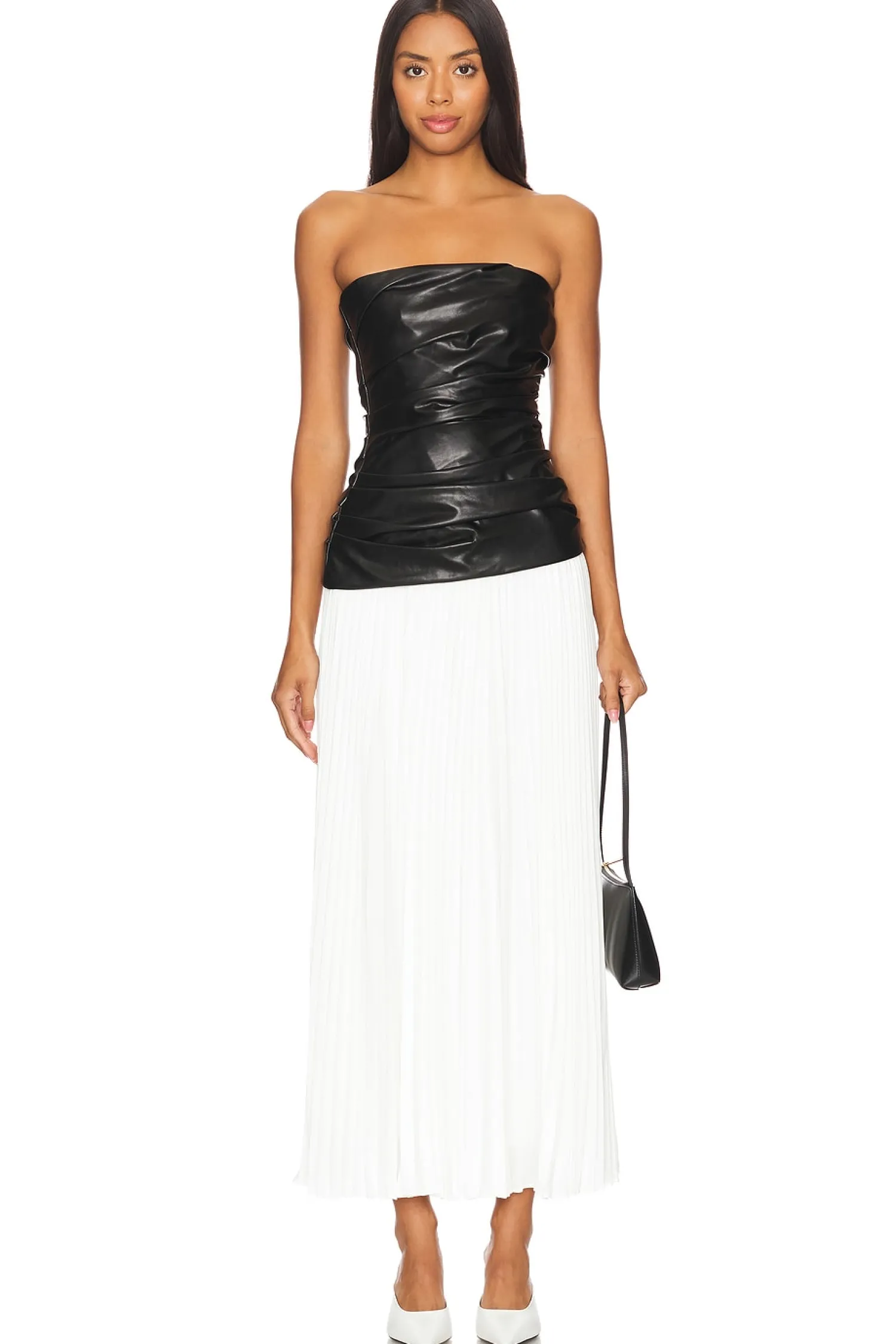 Women SIMKHAI Dresses>Arie Faux Leather Bustier Midi Dress