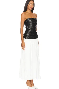Women SIMKHAI Dresses>Arie Faux Leather Bustier Midi Dress