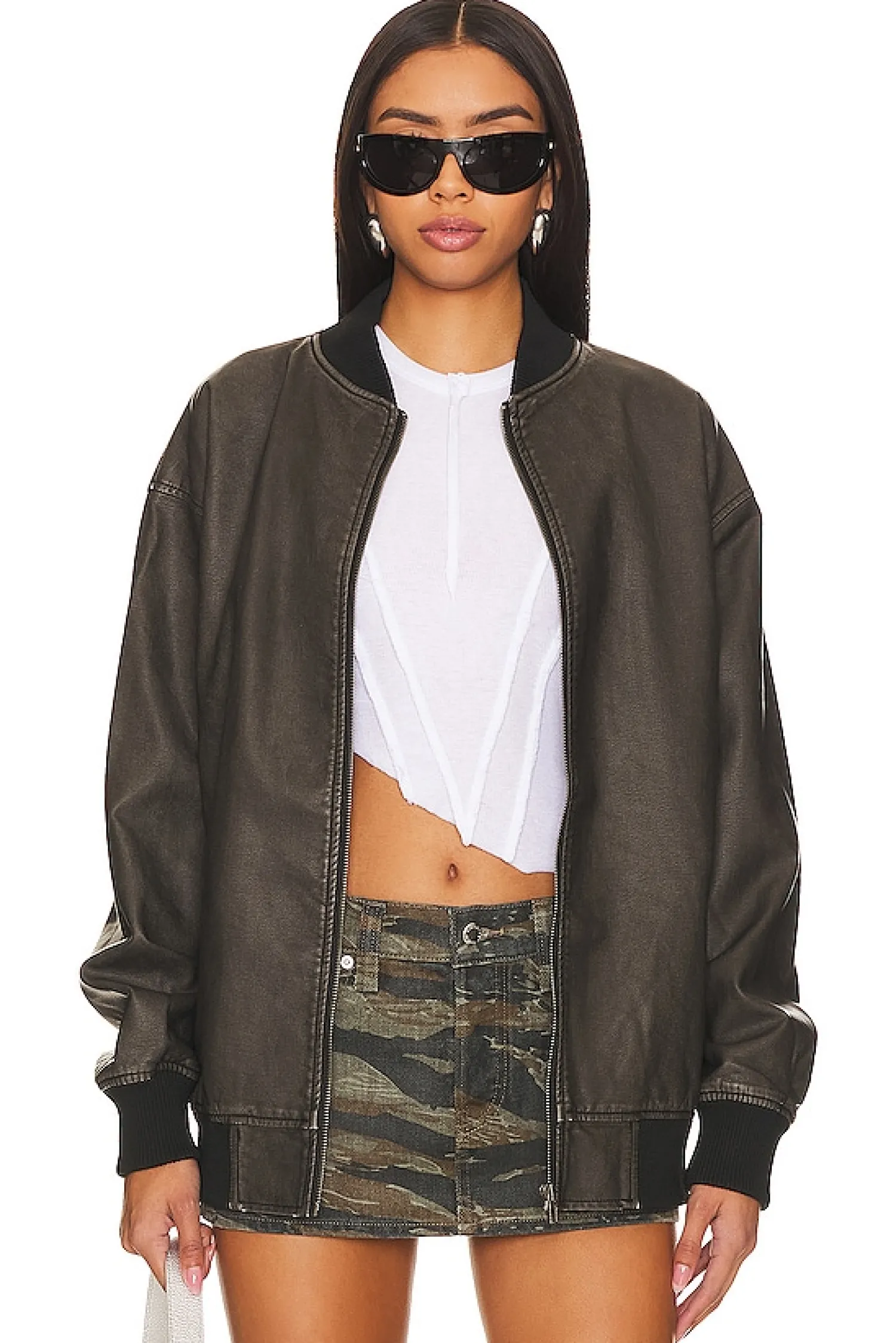 Women superdown Jackets & Coats>Ariel Faux Leather Bomber