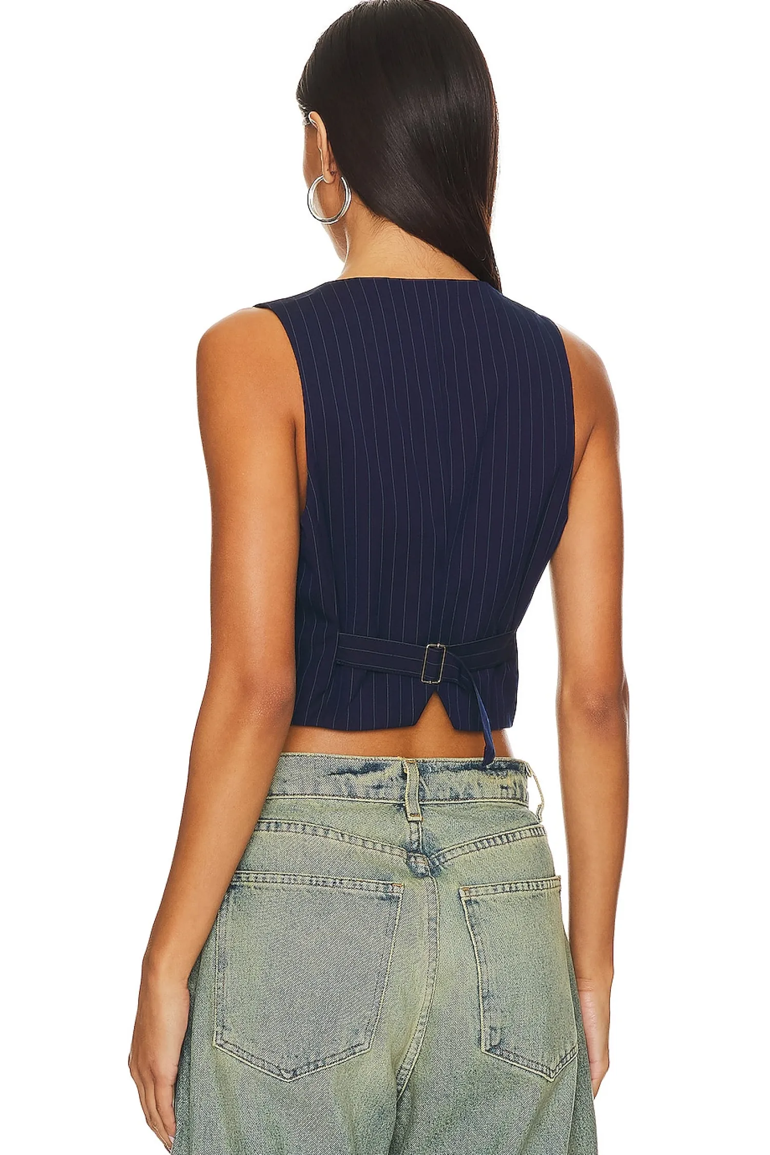 Women Bardot Jackets & Coats>Asymmetric Pin Stripe Vest