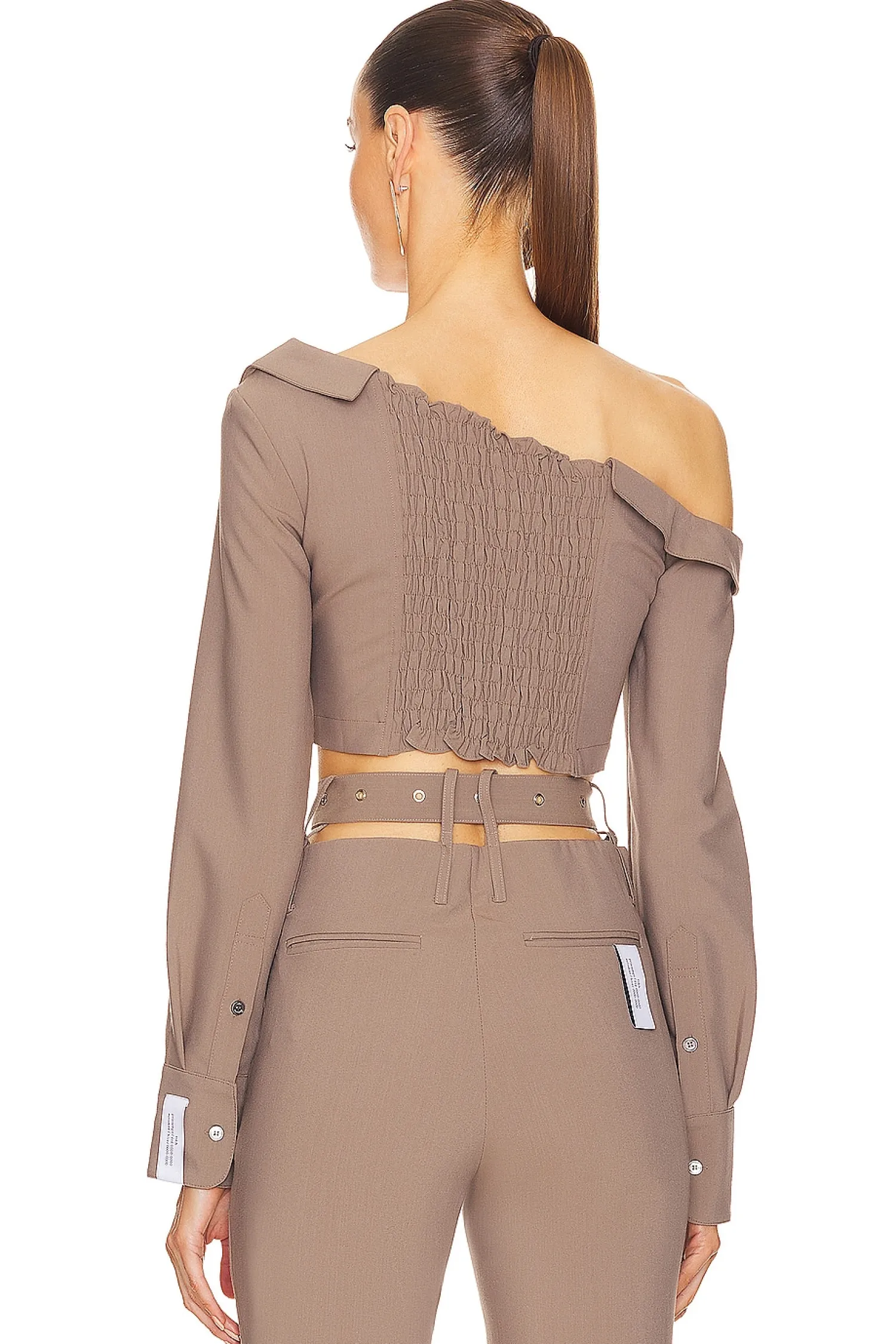 Women ROKH Matching Sets>Asymmetric Twist Crop Blouse