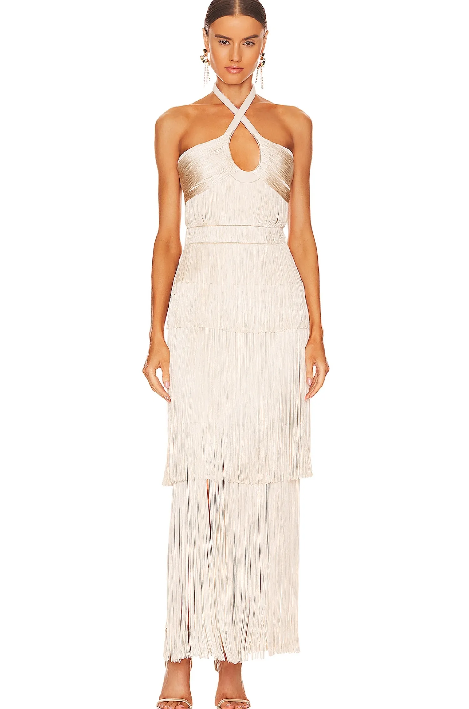 Women SIMKHAI Dresses>Baldwin Draped Fringe Halter Dress