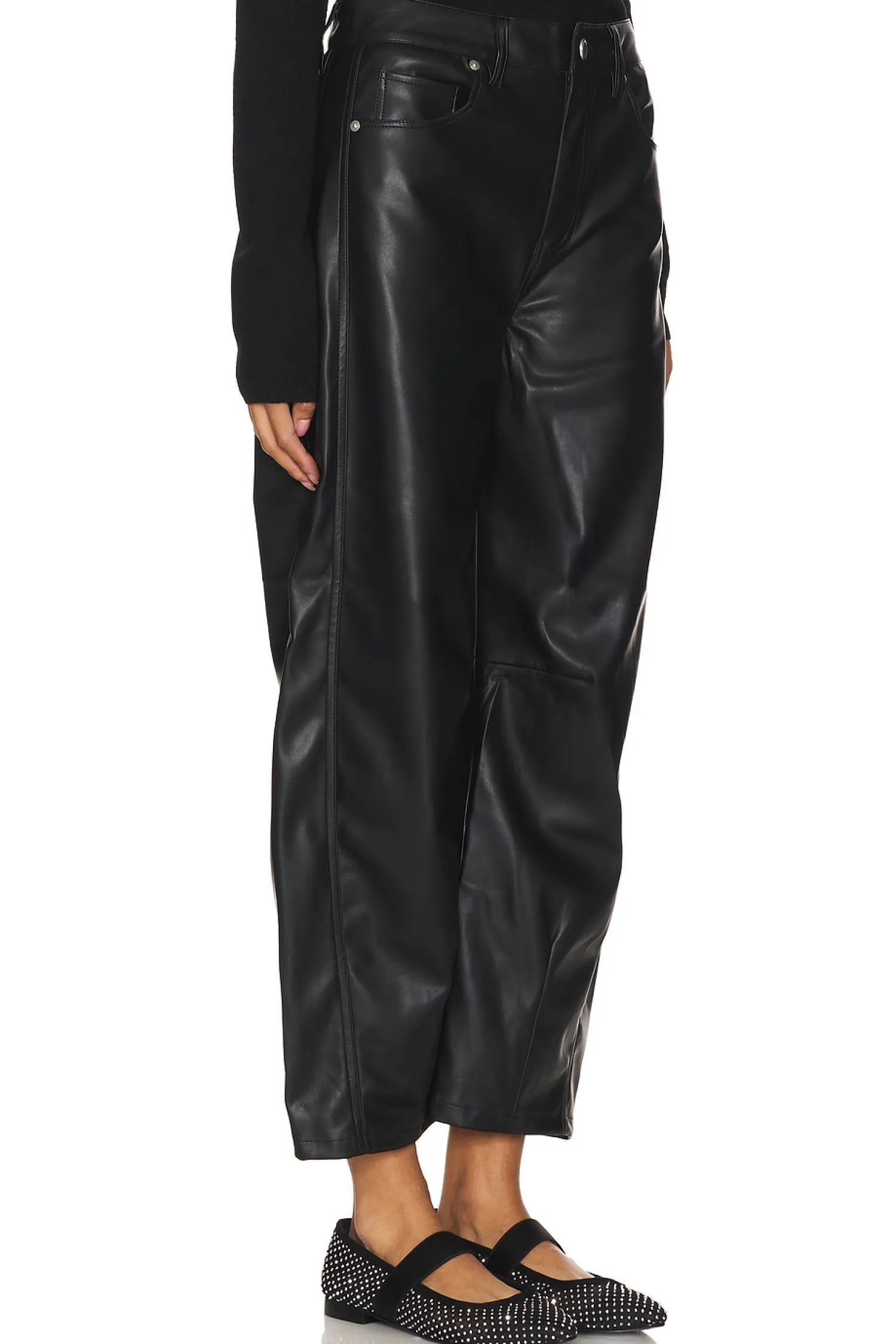 Women BLANKNYC Pants>Barrel Leg Faux Leather Pant