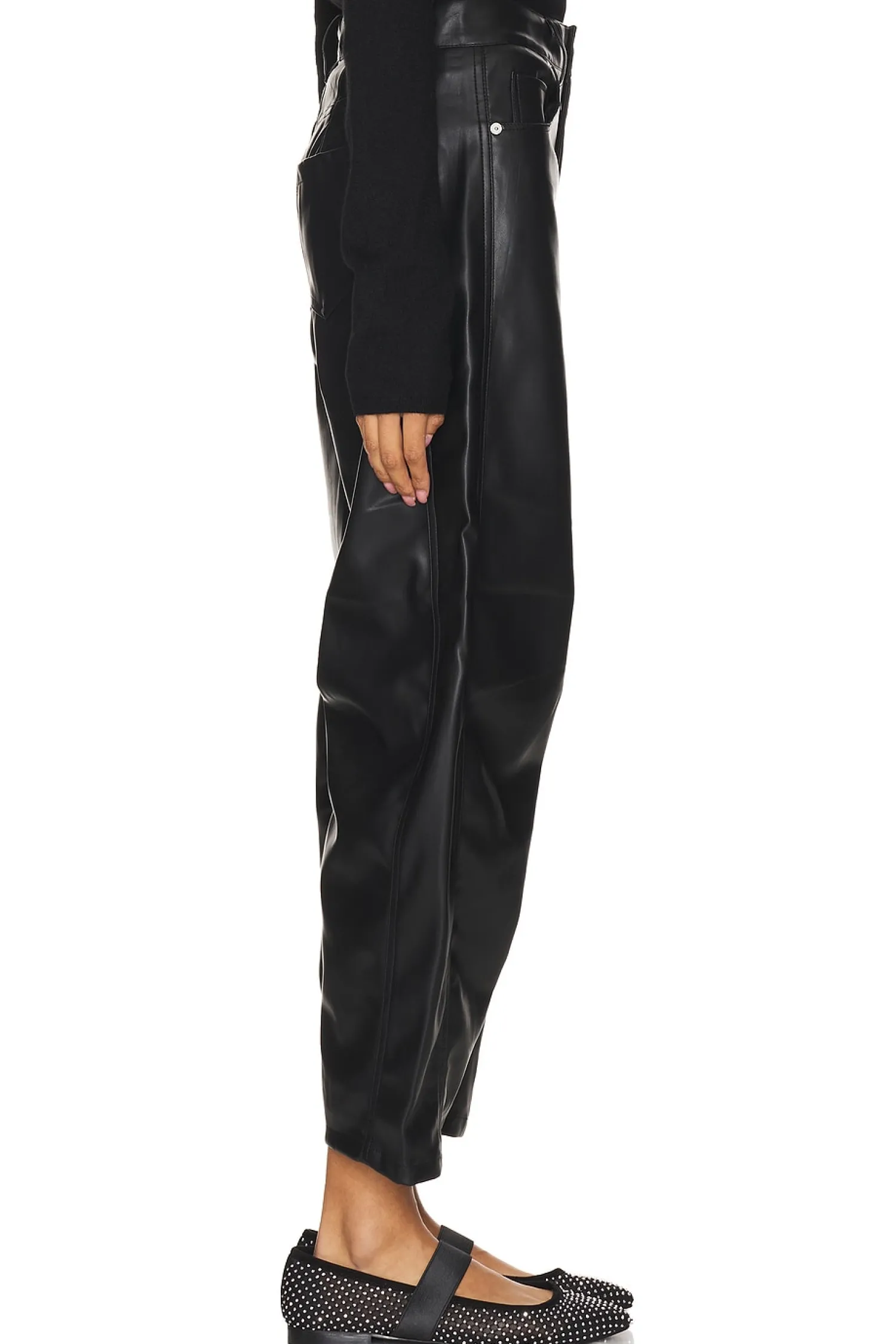 Women BLANKNYC Pants>Barrel Leg Faux Leather Pant