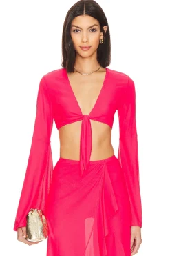 Women Luli Fama Matching Sets>Bell Sleeve Crop Top