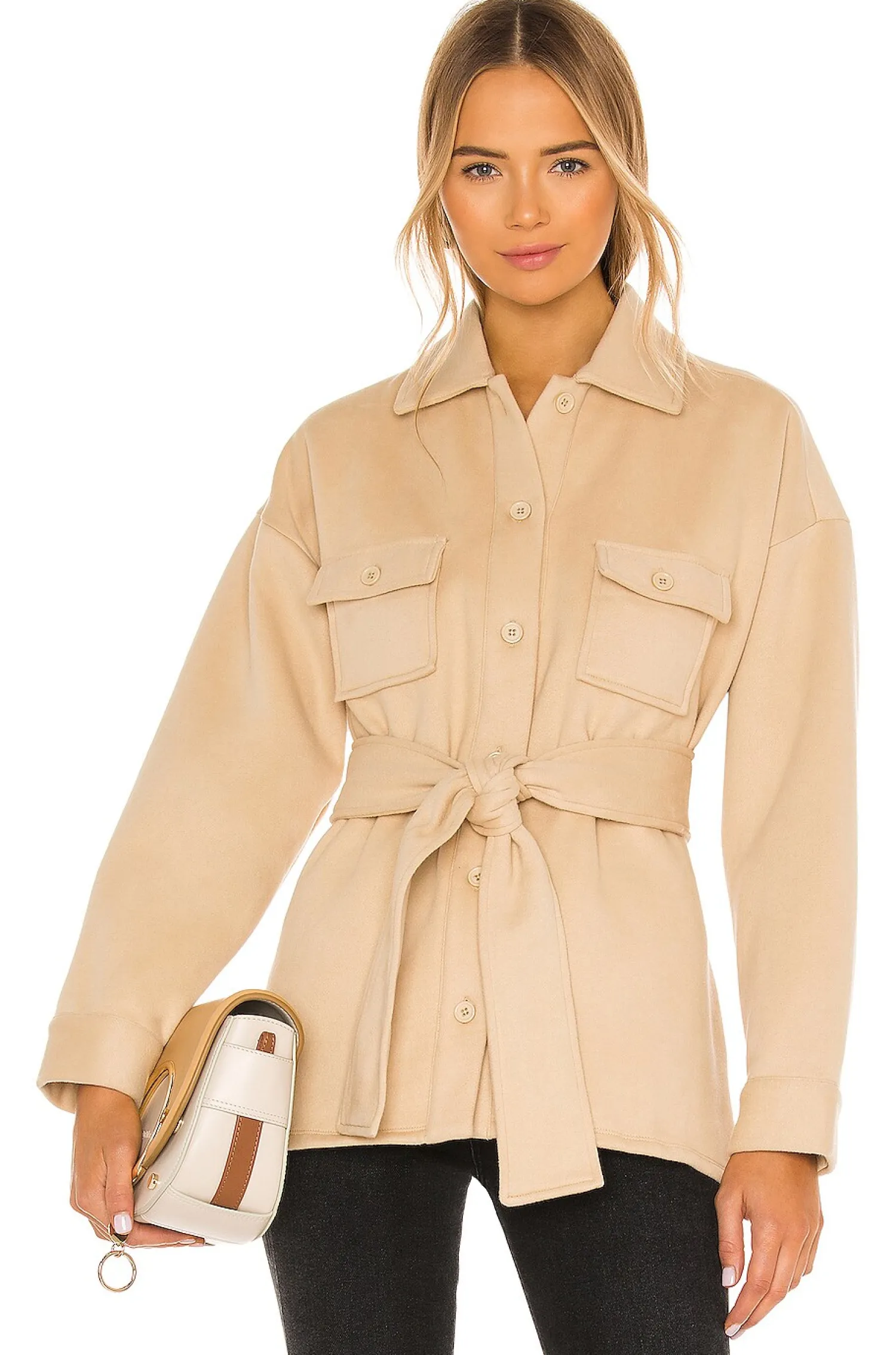 Women Lovers and Friends Jackets & Coats>Belted Utility Fleece Jacket