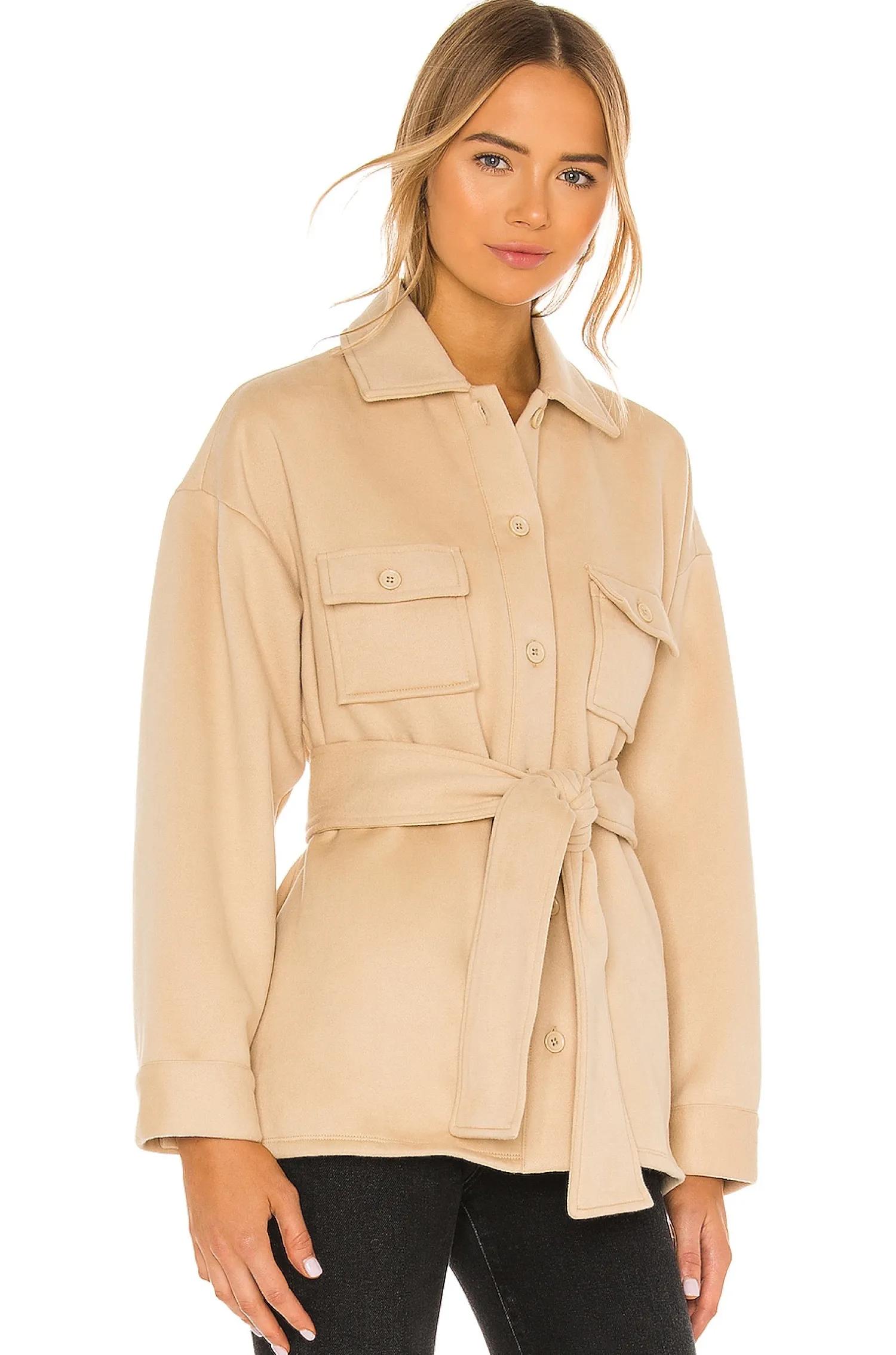 Women Lovers and Friends Jackets & Coats>Belted Utility Fleece Jacket