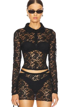 Women LIONESS Matching Sets>Black Swan Polo Top