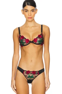 Women fleur du mal Lingerie & Sleepwear>Bleeding Rose Embroidery Demi Bra
