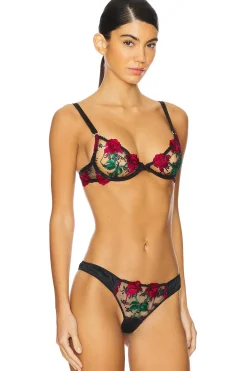 Women fleur du mal Lingerie & Sleepwear>Bleeding Rose Embroidery Demi Bra