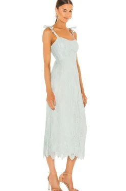 Women SIMKHAI Dresses>Bonnie Silk Lace Plisse Strapless Bustier Midi Dress