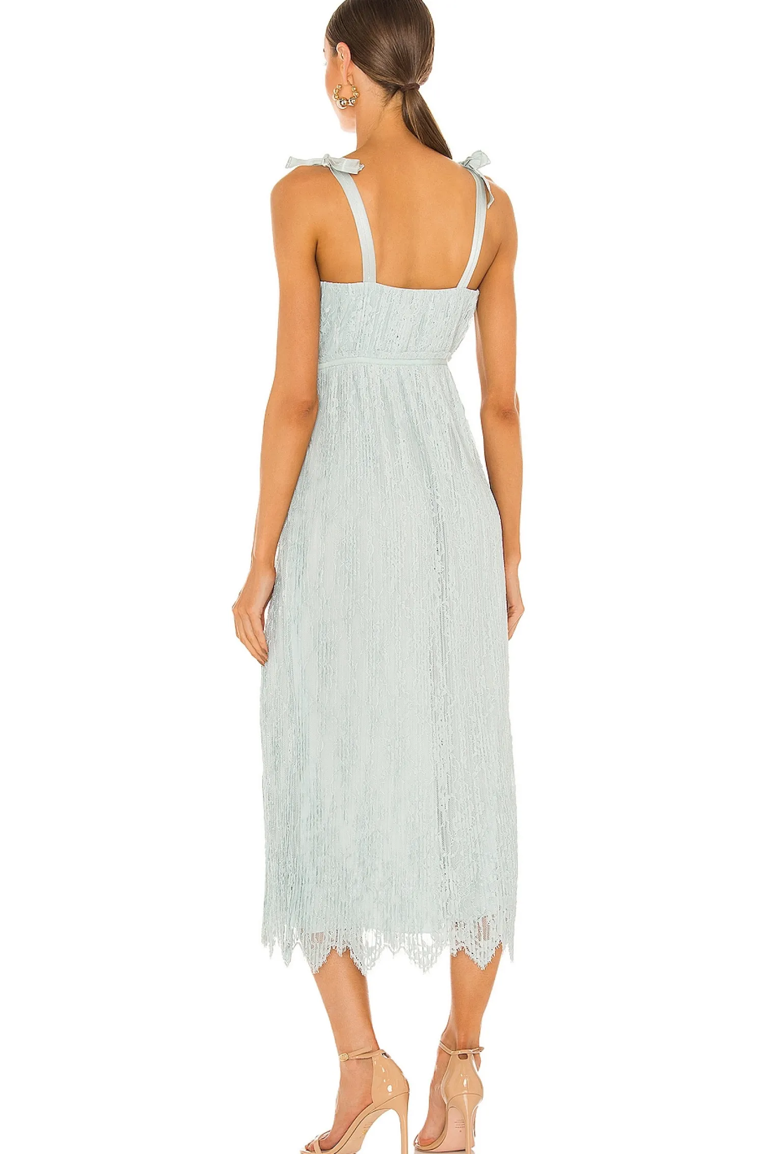 Women SIMKHAI Dresses>Bonnie Silk Lace Plisse Strapless Bustier Midi Dress