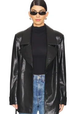 Women House of Harlow 1960 Jackets & Coats>Bordeaux Faux Leather Blazer