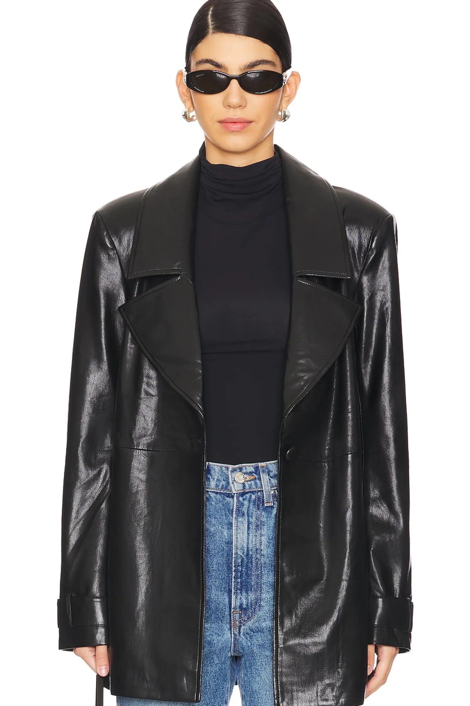 Women House of Harlow 1960 Jackets & Coats>Bordeaux Faux Leather Blazer