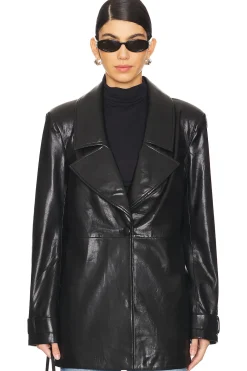 Women House of Harlow 1960 Jackets & Coats>Bordeaux Faux Leather Blazer