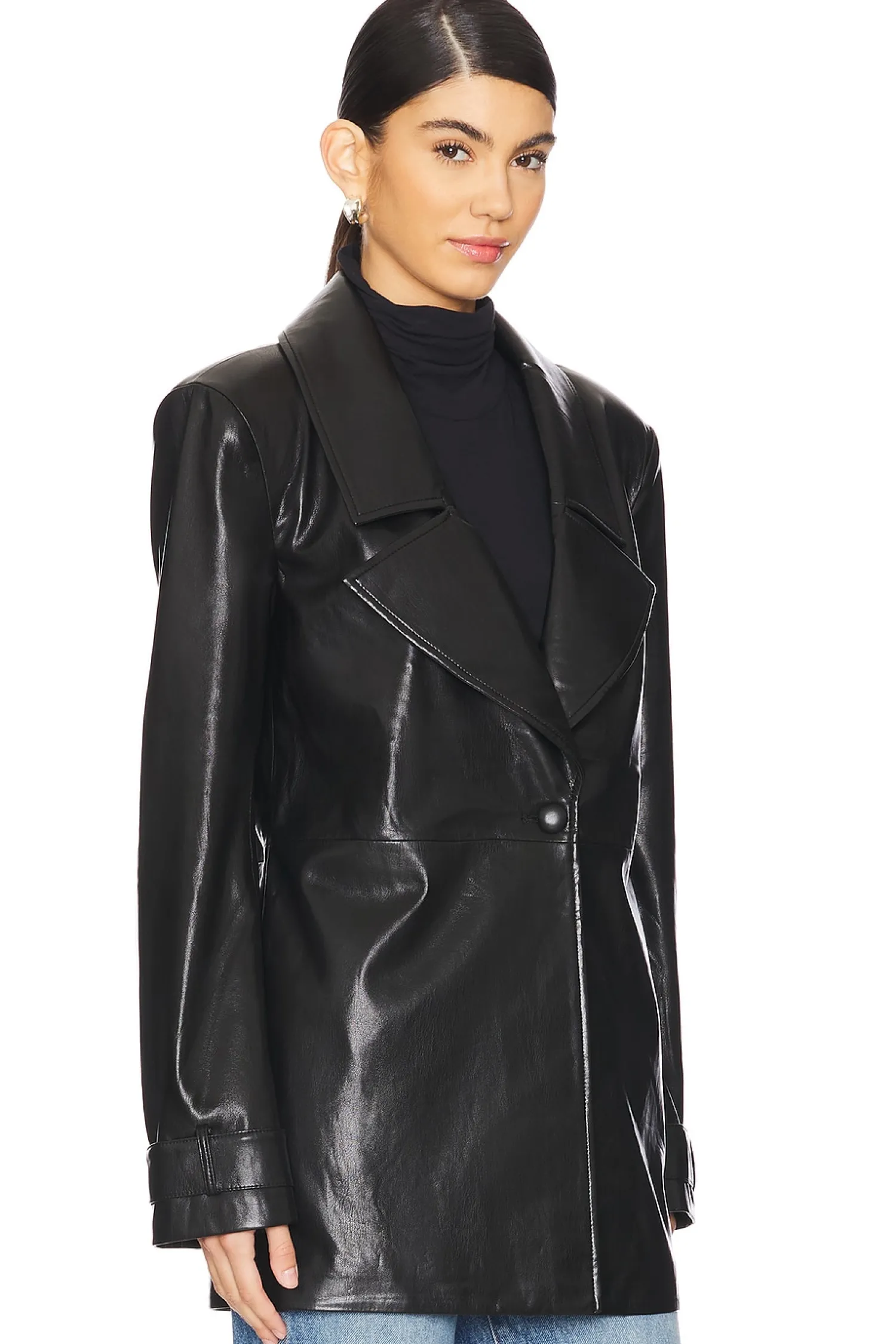 Women House of Harlow 1960 Jackets & Coats>Bordeaux Faux Leather Blazer