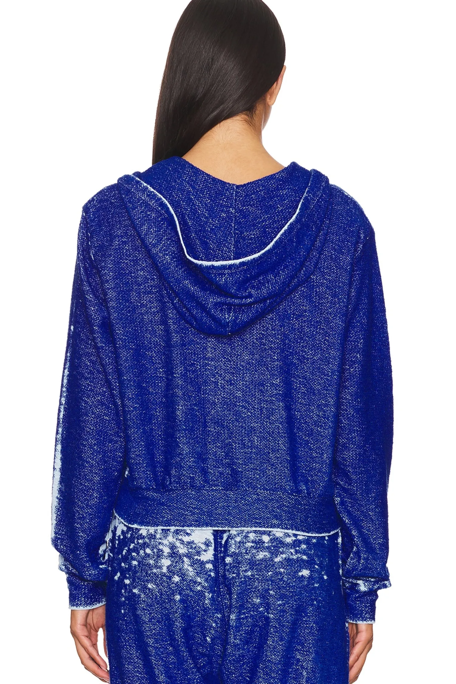 Women Michael Lauren Loungewear>Bowman Burnout Loop Terry Crop Zip Up Jacket