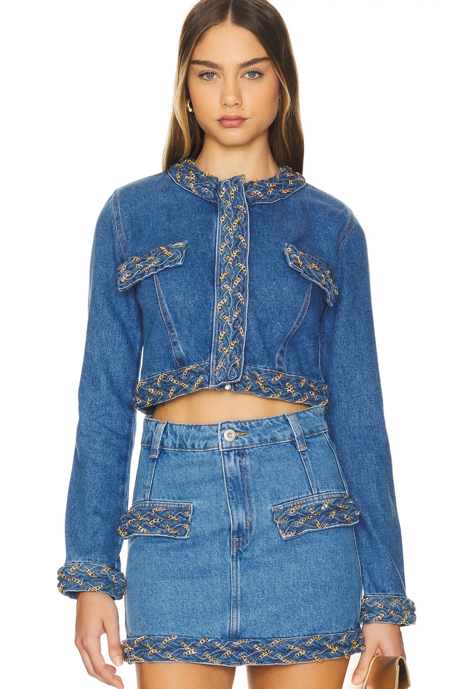 Women PatBO Matching Sets|Jackets & Coats>Braided Cropped Jacket
