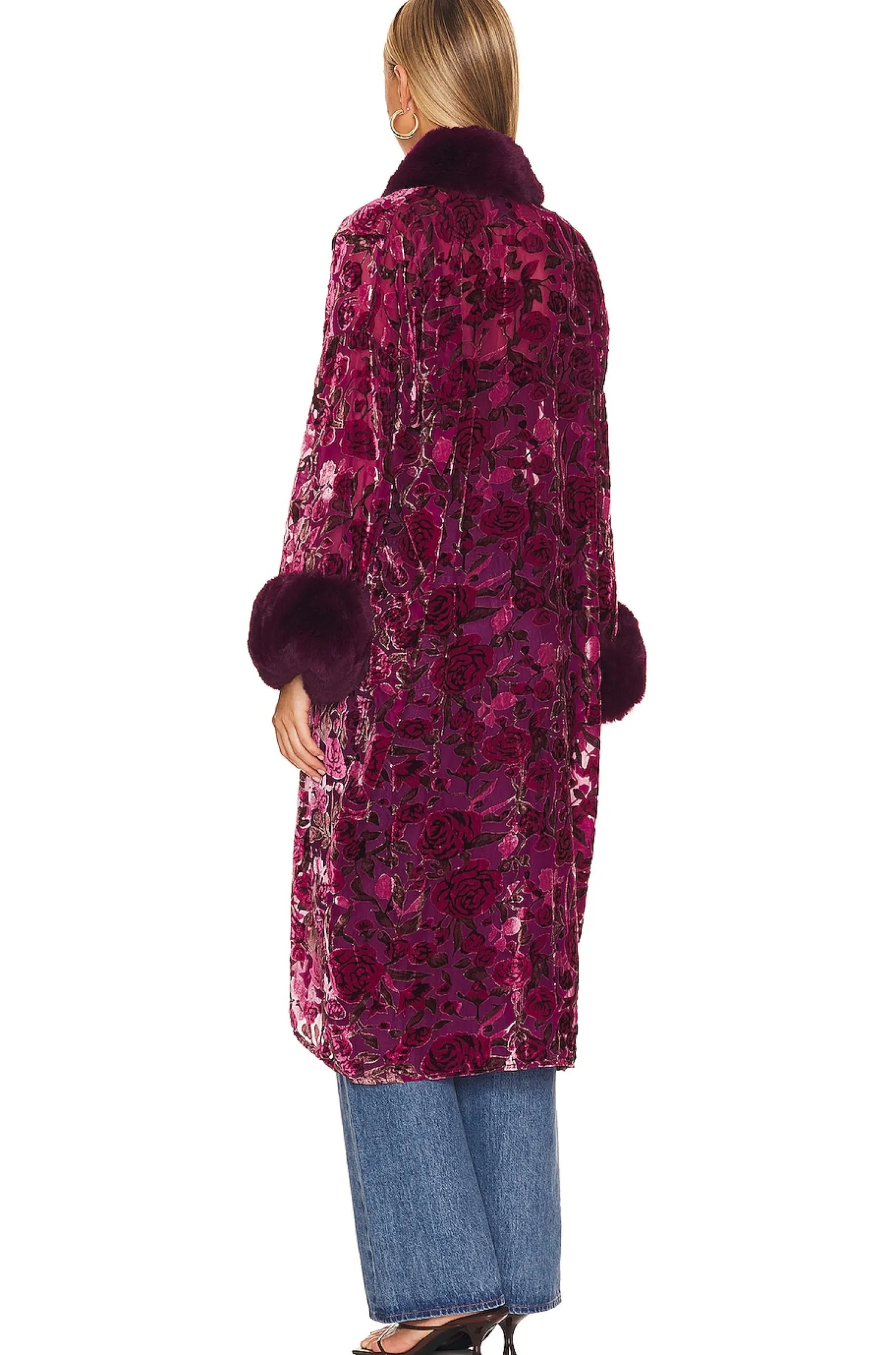 Women Adrienne Landau Jackets & Coats>Burnout Velvet Faux Fur Coat