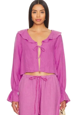 Women Nation LTD Matching Sets>Camila Ruffle Tie Front Top