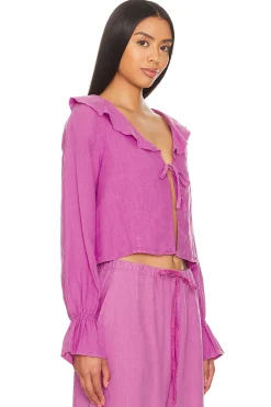 Women Nation LTD Matching Sets>Camila Ruffle Tie Front Top