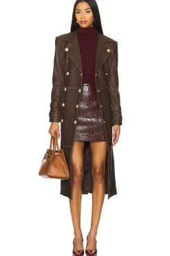 Women L'AGENCE Jackets & Coats>Celina Leather Trench Coat