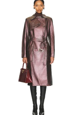 Women FWRD Renew Jackets & Coats>Celine Leather Trench Coat
