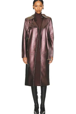 Women FWRD Renew Jackets & Coats>Celine Leather Trench Coat