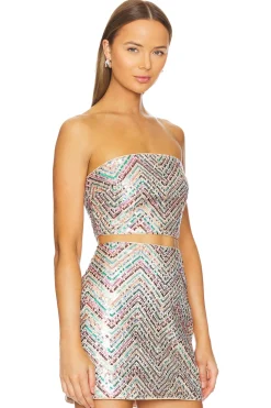 Women MILLY Matching Sets>Chevron Sequins Strapless Top