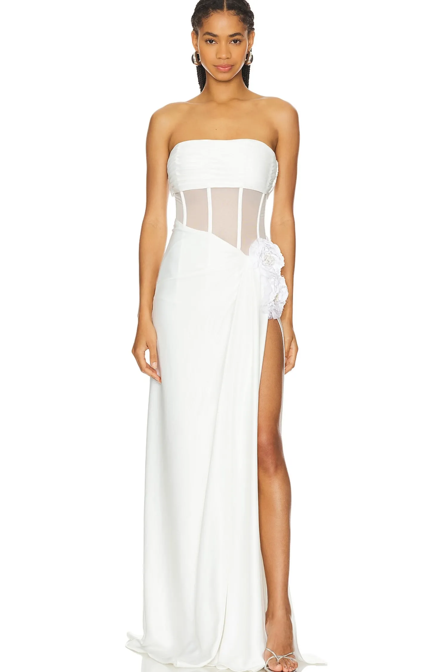 Women Bronx and Banco Dresses>Cora Strapless Blanc Dress