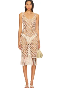 Women Tularosa Dresses>Coral Crotchet Midi Dress