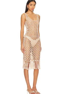 Women Tularosa Dresses>Coral Crotchet Midi Dress